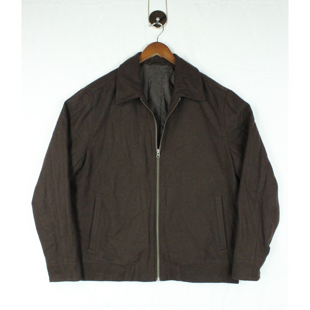 Vintage Gap Mens Harrington Jacket XL Brown Wool Blend Quilted Full Zip Coat